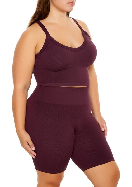 Plus Size Dikişsiz Crop Atlet
