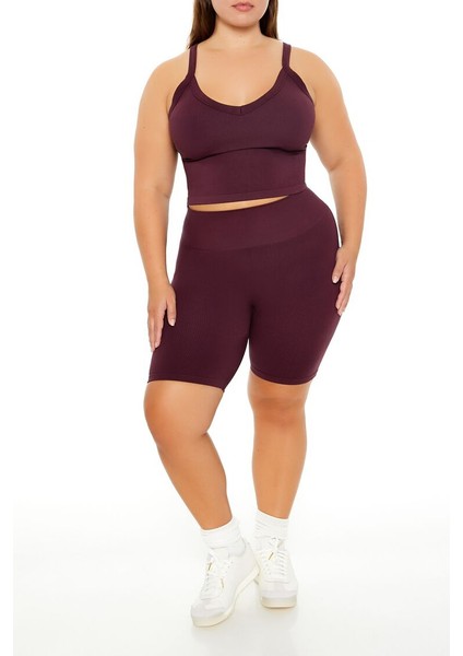 Plus Size Dikişsiz Crop Atlet