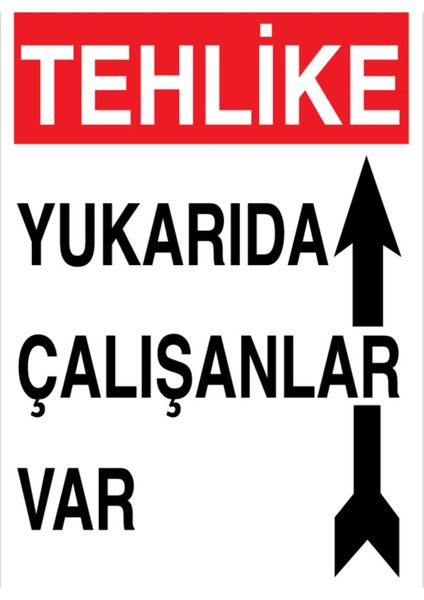 Tehlike Yukarıda Çalışanlar Var Uyarı Tabelası - 35 x 50 Alüminyum Kompozit Panel - I38