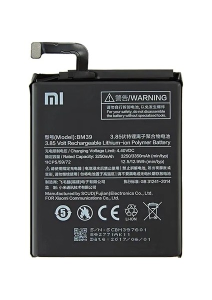 Xiaomi Mi 6 - Bm 39 - Uyumlu Batarya Pil Sıfır Orijinal