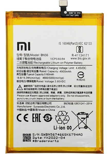 Xiaomi Redmi 9c - Bn 56 - Uyumlu Batarya Pil Sıfır Orijinal