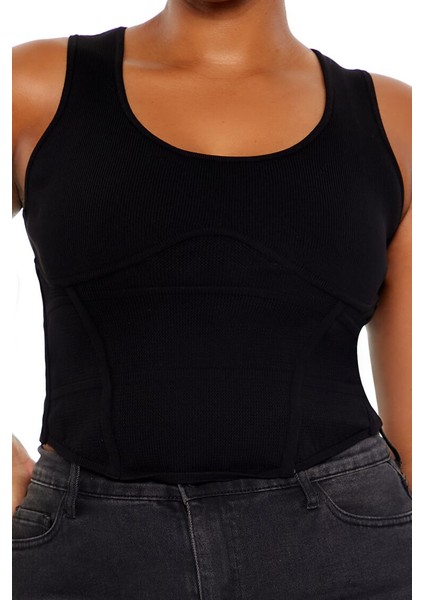 Plus Size Triko Korsajlı Atlet