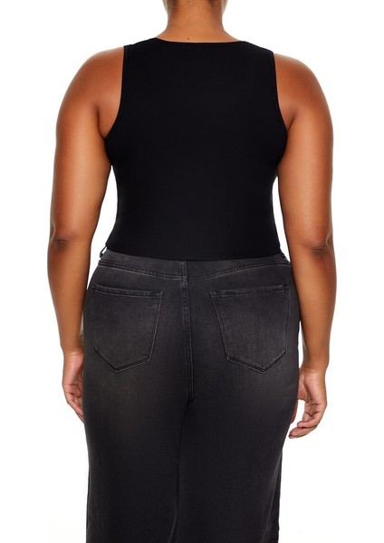 Plus Size Triko Korsajlı Atlet