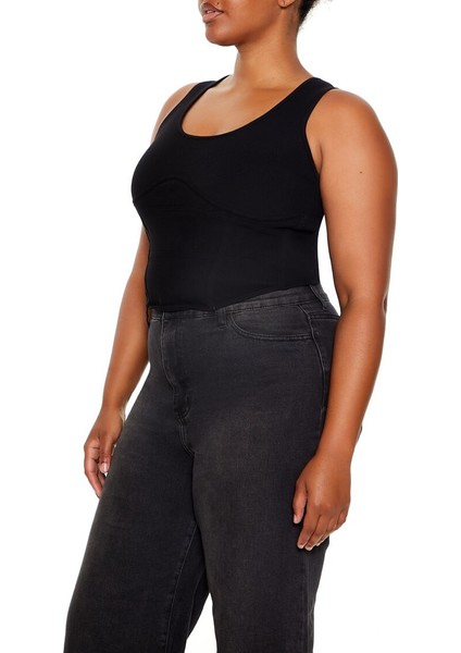 Plus Size Triko Korsajlı Atlet