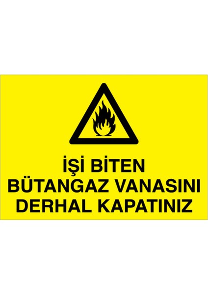 İşi Biten Bütangaz Vanasını Derhal Kapatınız Uyarı Tabelası - 70 x 100 Foreks - DG16