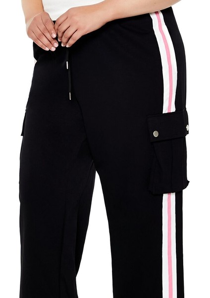 Plus Size Çizgili Eşofman Altı