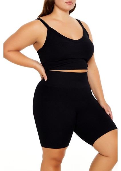 Plus Size Dikişsiz Crop Atlet