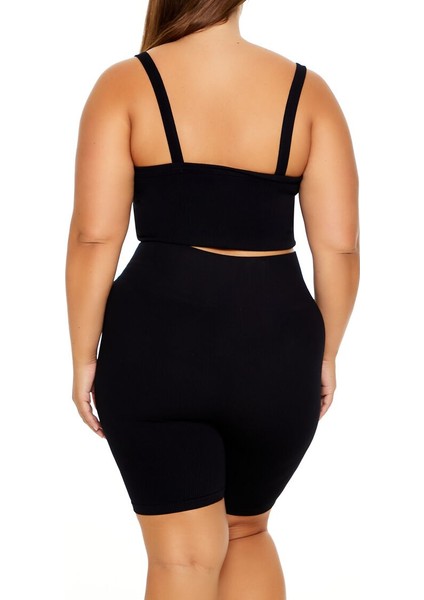 Plus Size Dikişsiz Crop Atlet