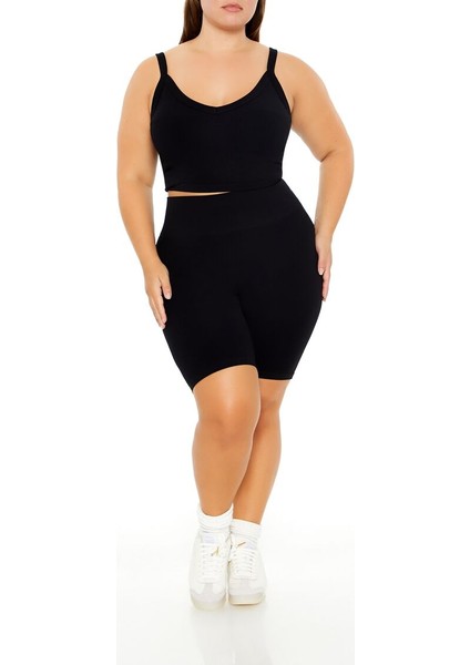 Plus Size Dikişsiz Crop Atlet