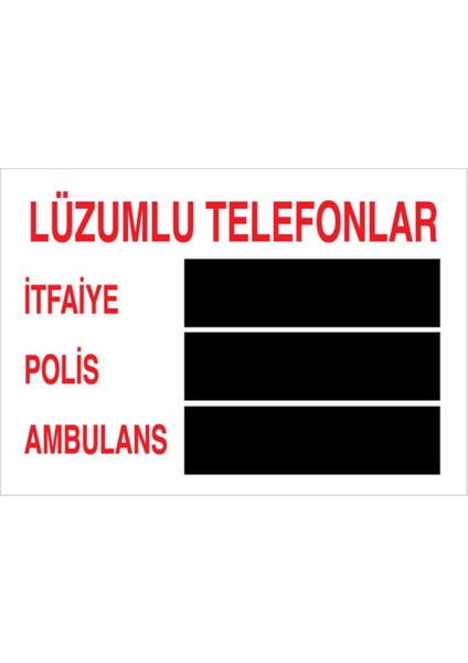 Lüzumlu Telefonlar Uyarı Tabelası - 20 x 30 Foreks - Iyf2