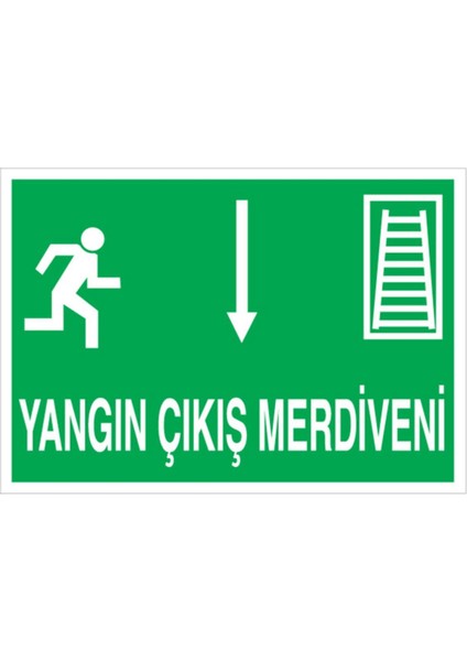 Yangın Çıkış Merdiveni Uyarı Tabelası - 20 x 30 Foreks - Aç1