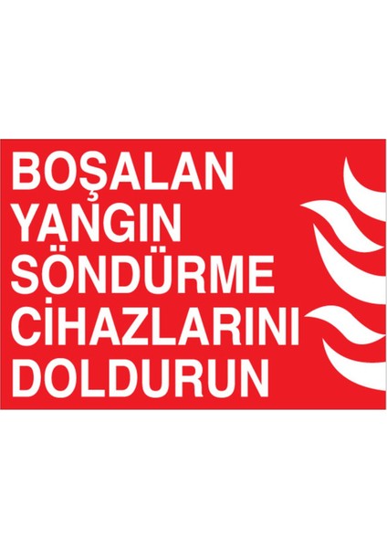 Boşalan Yangın Söndürme Cihazların Doldurun Uyarı Tabelası - 20 x 30 Foreks - Y30