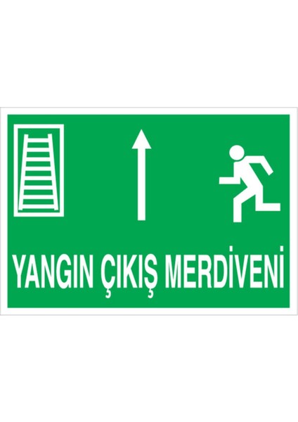 Yangın Çıkış Merdiveni Uyarı Tabelası - 20 x 30 Foreks - Aç2