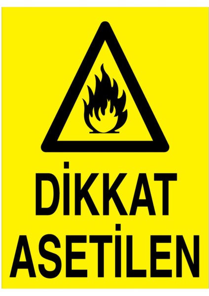 Dikkat Asetilen Uyarı Tabelası - 20 x 30 Foreks - TM24