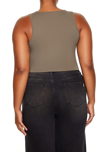 Plus Size Triko Korsajlı Atlet