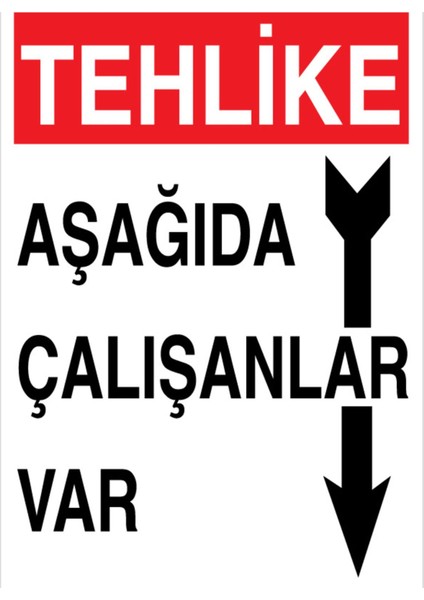 Tehlike Aşağıda Çalışanlar Var Uyarı Tabelası - 35 x 50 Foreks - I39
