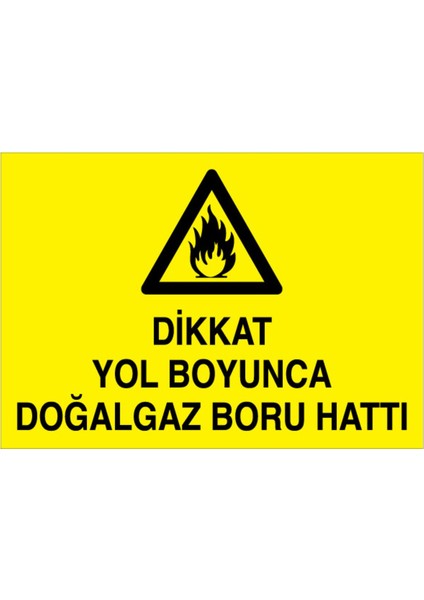 Dikkat Yol Boyunca Doğalgaz Boru Hattı Uyarı Tabelası - 70 x 100 Foreks - DG28