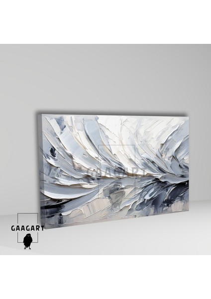 Tekli Yatay Kanvas Duvar Tablosu Kremrengi Gri Fırça Darbeleri fiyatları