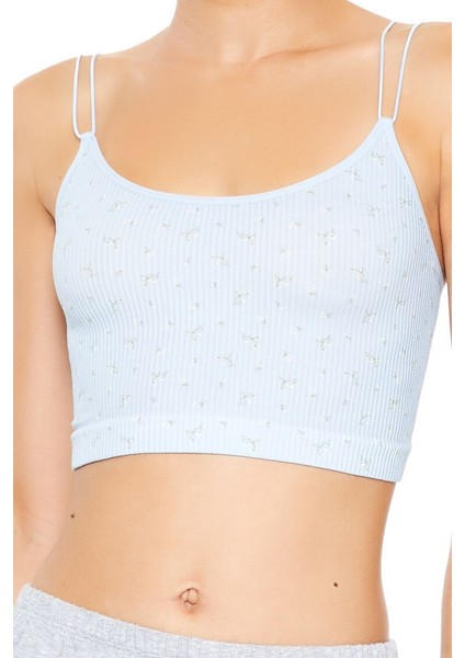 Dikişsiz Çiçek Desenli Crop Atlet