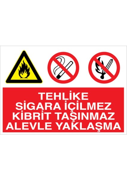 Tehlike Sigara İçilmez Kibrit Taşınmaz Alevle Yaklaşma Uyarı Tabelası - 70 x 100 Foreks - Aa2