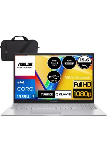 Vivobook 15 X1504VA Intel Core I7-1355U 8 GB Ram 2tb SSD 15.6'' Fhd Freedos + Çanta Hediye