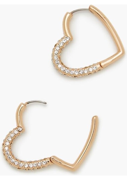 Strass Taşlı Kalp Küpe