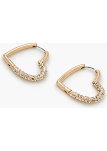 Strass Taşlı Kalp Küpe