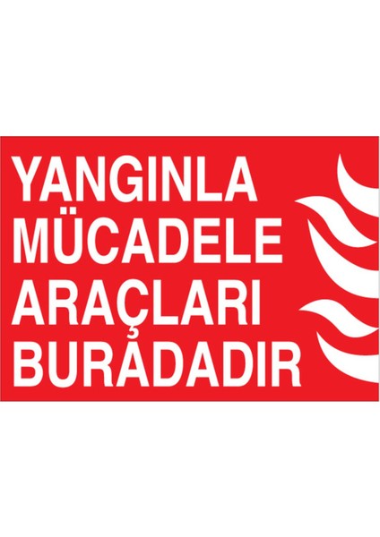 Yangınla Mücadele Araçları Burdadır Uyarı Tabelası - 35 x 50 Foreks - Y39