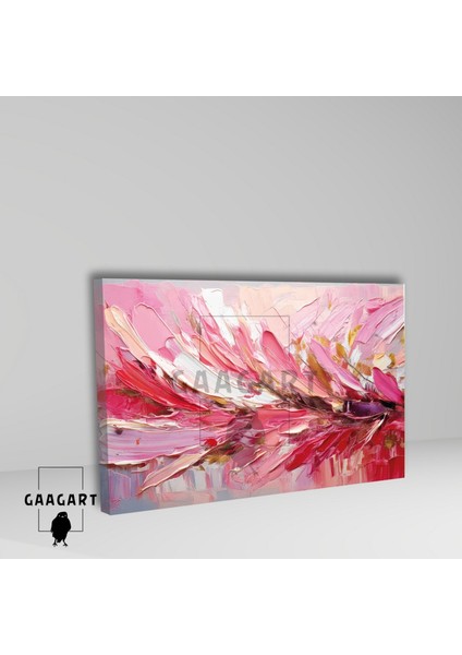 Tekli Yatay Kanvas Duvar Tablosu Pembe Gold Fırça Darbeleri fiyatları