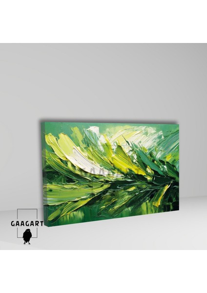 Tekli Yatay Kanvas Duvar Tablosu Yemyeşil Fırça Darbeleri fiyatları