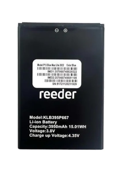 Reeder P13 Blue Max 2022 Uyumlu Batarya Pil Sıfır Orijinal
