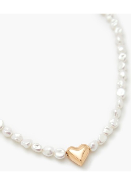Kalp Charm Inci Kolye