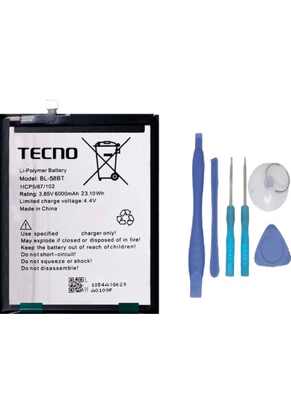 Tecno Pova Uyumlu Batarya Pil Sıfır Orijinal + Tamir Seti