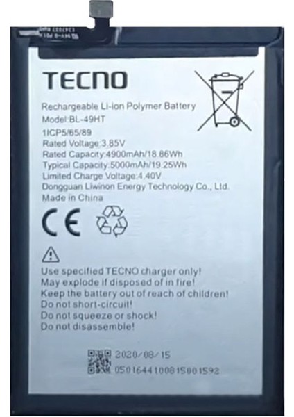 Tecno Spark 6 Uyumlu Batarya Pil Sıfır Orijinal
