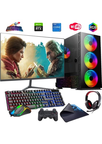 I7 14700F 16GB Ddr4 480SSD 12GB RTX3060 27" 165Hz Mon. Oyun Bilgisayarı (Gaming Set)