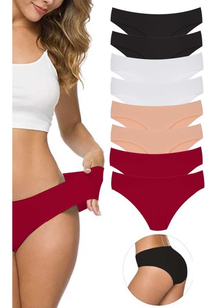 8 Adet Kadın Dikişsiz Lazer Kesim Esnek İz Yapmayan Külot S7