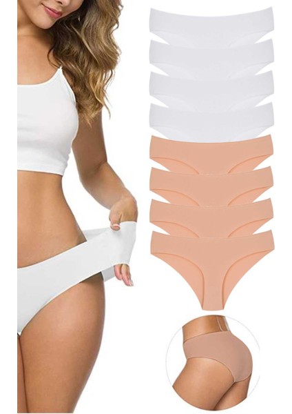 8 Adet Kadın Dikişsiz Lazer Kesim Esnek İz Yapmayan Külot S3