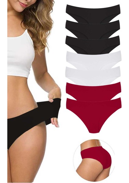 7 Adet Kadın Dikişsiz Lazer Kesim Esnek İz Yapmayan Külot S8