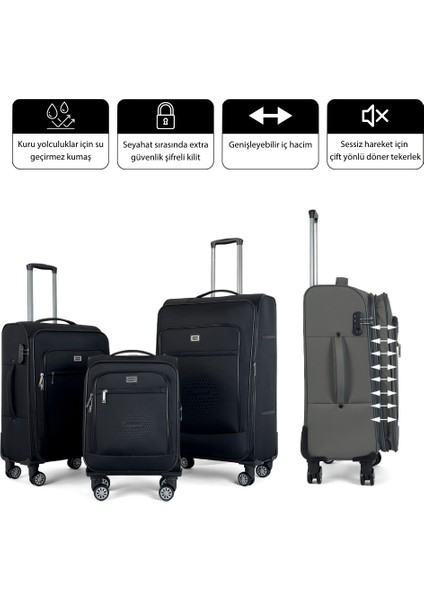 Oasis Kumaş Yüzeyli Valiz, Siyah - Orta Boy modelleri