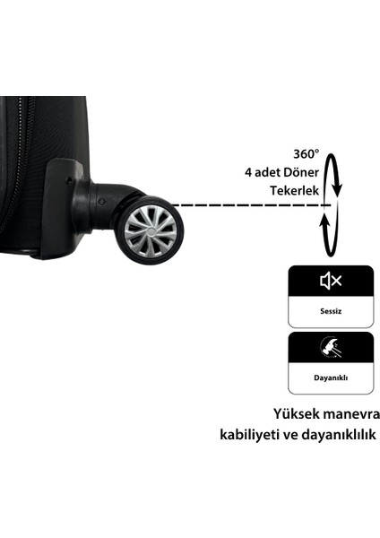 Oasis Kumaş Yüzeyli Valiz, Siyah - Orta Boy fırsatları