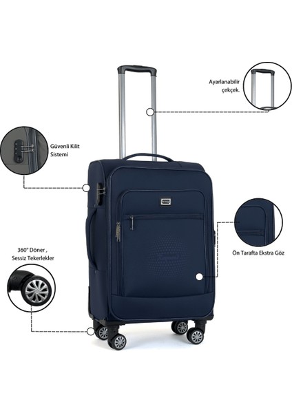 Oasis Kumaş Yüzeyli Valiz, Siyah - Orta Boy indirimleri