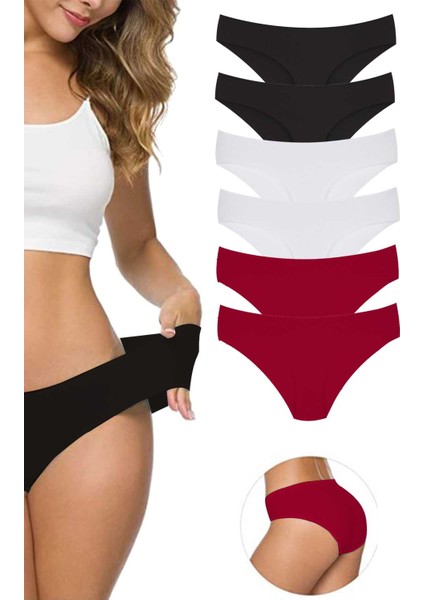 6 Adet Kadın Dikişsiz Lazer Kesim Esnek İz Yapmayan Külot S8