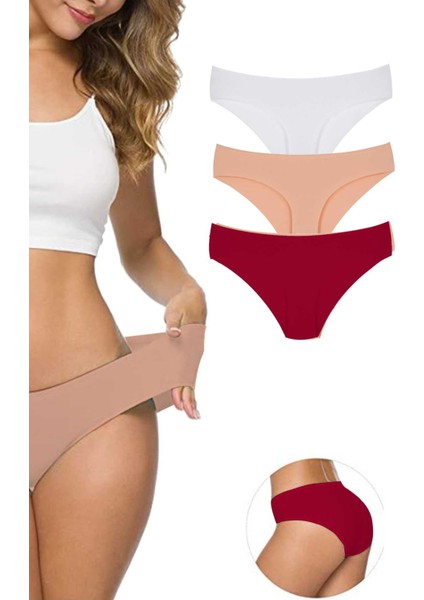3 Adet Kadın Dikişsiz Lazer Kesim Esnek İz Yapmayan Külot S7