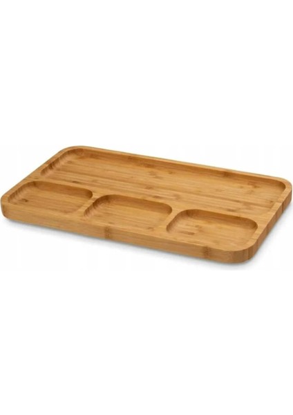 Dekoratif Bambu Sunumluk Tabak Bölmeli Servis Tabağı Çerezlik 25 x 14 cm fiyatları