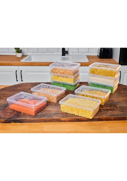 Saklama Kabı 10 Adet Kendinden Kapaklı Kilitli,dondurucu,gıdaya Uygun Set