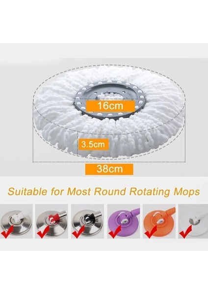 Paspas Başlığı, 360° Dönebilen Yuvarlak Döner Mikrofiber Yedek Başlık, Evrensel Döner Paspas Başlığı