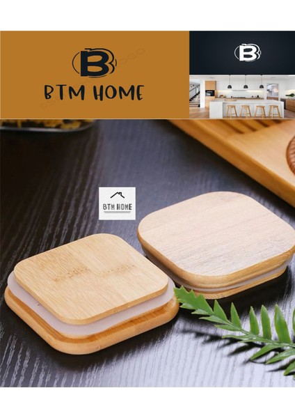 1300 ml Bambu Kare Vakum Kapaklı Borosilikat Cam Kavanoz Saklama Kabı (1 Adet)