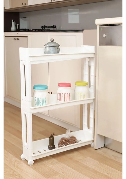 3 Katlı Tekerlekli Organizer Raf