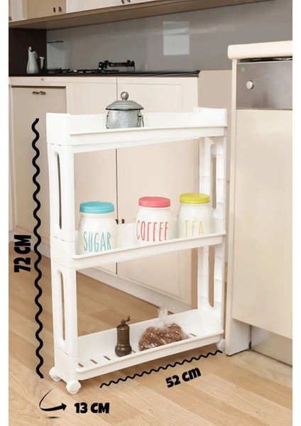 3 Katlı Tekerlekli Organizer Raf