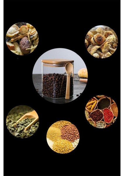 Bambu Kapaklı Bambu Kaşıklı Kare Kavanoz fiyatları